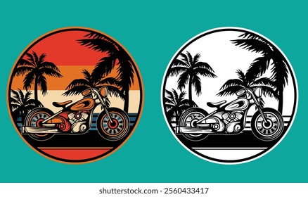 Capture the spirit of adventure with this vibrant illustration of a biker at the beach! Perfect for motorcycle enthusiasts, summer decor, and art that celebrates freedom.