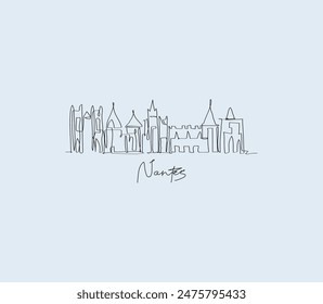 Capture the spirit of Nantes in a single line. Our iconic logo showcases the city's silhouette, blending elegance and urban charm.