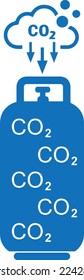 Icono de captura y almacenamiento de CO2, icono de captura de CO2 gas vector azul