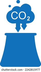 Capture and storage CO2 icon, capture CO2 gas icon blue vector