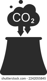 Icono de captura y almacenamiento de CO2, icono de reciclado de CO2 vector negro