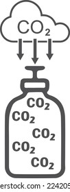 Capture and storage CO2 icon, CO2 recycling icon black vector