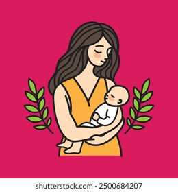 Capture the tender bond between mother and child with this heartwarming vector illustration. Perfect for heartfelt gifts, family projects, or adding warmth to your creative designs.