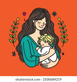 Capture the tender bond between mother and child with this heartwarming vector illustration. Perfect for heartfelt gifts, family projects, or adding warmth to your creative designs.