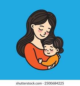 Capture the tender bond between mother and child with this heartwarming vector illustration. Perfect for heartfelt gifts, family projects, or adding warmth to your creative designs.