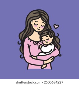 Capture the tender bond between mother and child with this heartwarming vector illustration. Perfect for heartfelt gifts, family projects, or adding warmth to your creative designs.