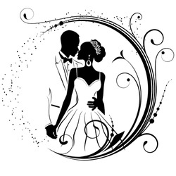 Capture The Timeless Elegance Of Love With Our Editable Vector Silhouette Clipart, Perfect For Wedding And Marriage Themes. Add A Touch Of Romance To Your Designs Effortlessly