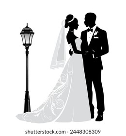 Capture the timeless elegance of love with our editable vector silhouette clipart, perfect for wedding and marriage themes. Add a touch of romance to your designs effortlessly