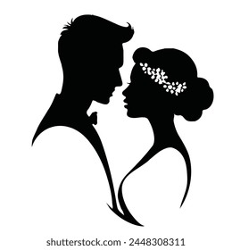 Capture the timeless elegance of love with our editable vector silhouette clipart, perfect for wedding and marriage themes. Add a touch of romance to your designs effortlessly