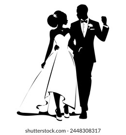 Capture the timeless elegance of love with our editable vector silhouette clipart, perfect for wedding and marriage themes. Add a touch of romance to your designs effortlessly