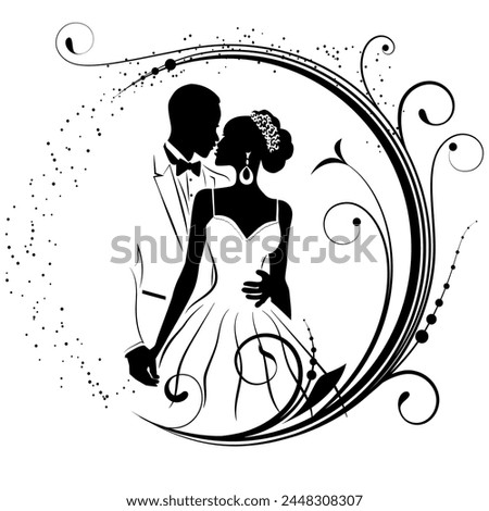 Capture the timeless elegance of love with our editable vector silhouette clipart, perfect for wedding and marriage themes. Add a touch of romance to your designs effortlessly
