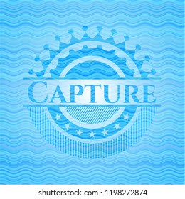 Capture water wave representation emblem background.