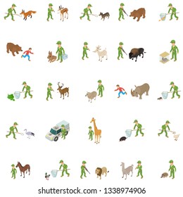 Capture wild animal icons set. Isometric set of 25 capture wild animal of past vector icons for web isolated on white background