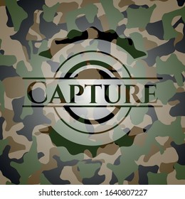 Capture written on a camouflage texture. Vector Illustration. Detailed.