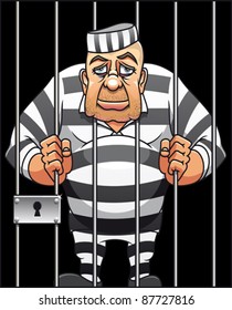 Captured danger prisoner in cartoon style for justice design. Rasterized version also available in gallery