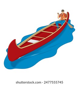Captured in serene solitude, a man engages with nature, rowing his boat with rhythmic precision. Each stroke cuts through the reflective water, creating ripples that blend with the tranquil