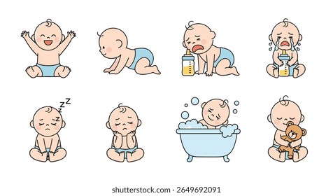 Capturing the adorable moments of babyhood a collection of joyful and expressive illustrations for every milestone