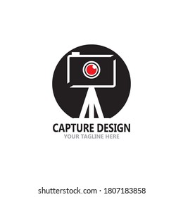 Capturing Camera photograhy icon logo design vector template