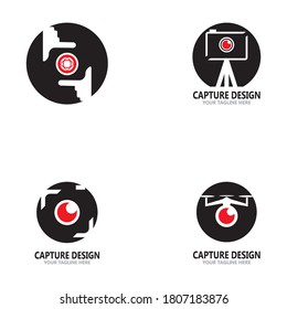 Captura de la plantilla vectorial de diseño del logotipo del icono fotográfico de cámara