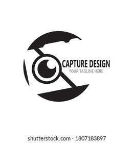Captura de la plantilla vectorial de diseño del logotipo del icono fotográfico de cámara