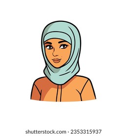 Capturing diversity and culture, this vector illustration depicts a stylish Muslim woman in a hijab. Celebrate inclusivity in your designs.