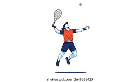 Capturing the dynamic power of a tennis player executing a perfect overhead serve in a moment of peak athletic performance