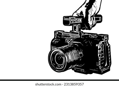 Capturing Moments in Motion: Silhouette Vector of Hand Holding Camera on Gimbal Stand