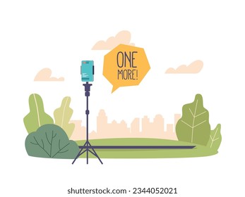Capturing Vibrant City Life Through A Camera Lens, Perfect For Blogging Adventures. Skyscrapers, Vector Illustration
