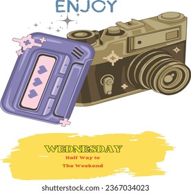 Capturing Weekend Design: Creative Camera Adventures Vector  illustration.