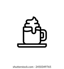 capuccino coffee drink cream outline icon and illustration