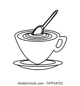 capuccino  and spoon vector illustration