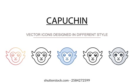 Capuchin icon design with white background stock illustration