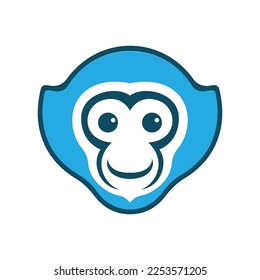 capuchin monkeys head blue logo  vector illustration