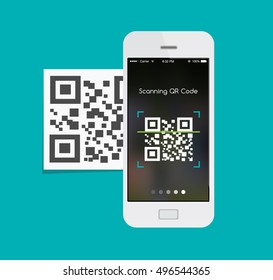 Capute QR Code On Mobile Phone, Barcode, Vector Illustration