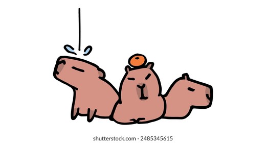 Capybara 3 friends vector image