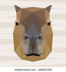 Capybara. Abstract capybara. Polygonal capybara. Geometric capybara. Capybara for card, invitation, poster, banner, placard, book, sketch book, note book.Triangle capybara. Capybara. Nature, wildlife.