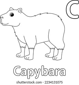 Capybara Animal Alphabet ABC Isolated Coloring C