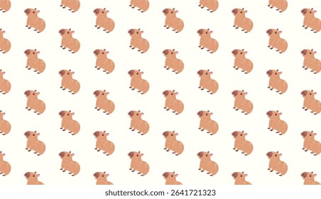 Capybara Background Wallpaper Vector Image, Simpple Seamless Pattern of Capybaras Vector Illustration, Cute Capybara Pattern Backround.