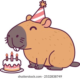 Capybara aniversário desenho animado personagem arte