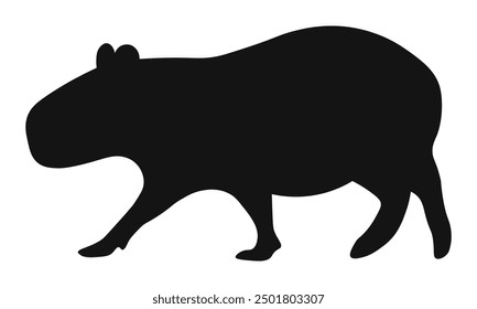 Capybara black silhouette. Vector illustration