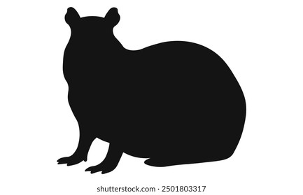 Capybara black silhouette. Vector illustration