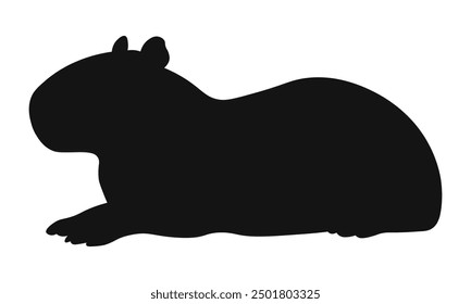Capybara black silhouette. Vector illustration