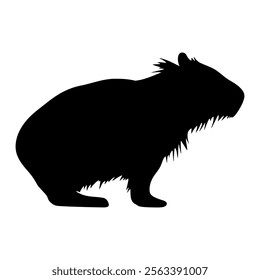 Capybara black silhouette vector illustration.