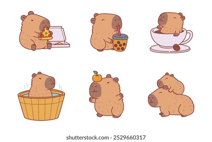 Capybara cartoon character cute adorable