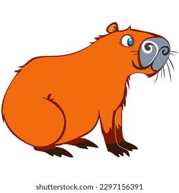 capybara cartoon character sitting in profile