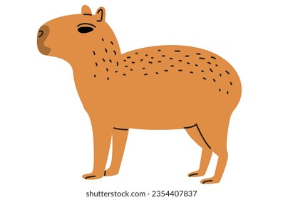 Capybara cartoon illustration isolated on white background.