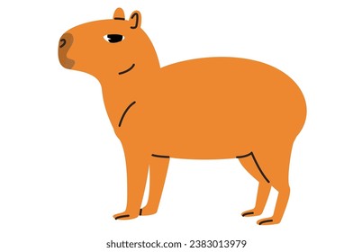 Capybara cartoon illustration isolated on white background.	