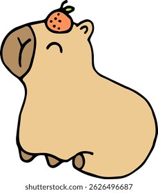 Capivara cartoon com fruta laranja.