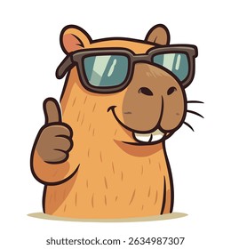 capybara Cartoon sorri usando óculos de sol