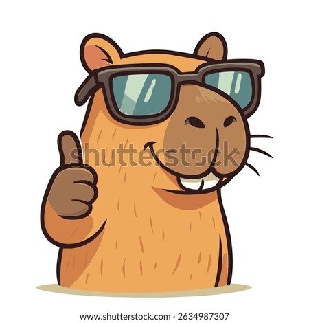 capybara Cartoon smiles while wearing cool sunglasses